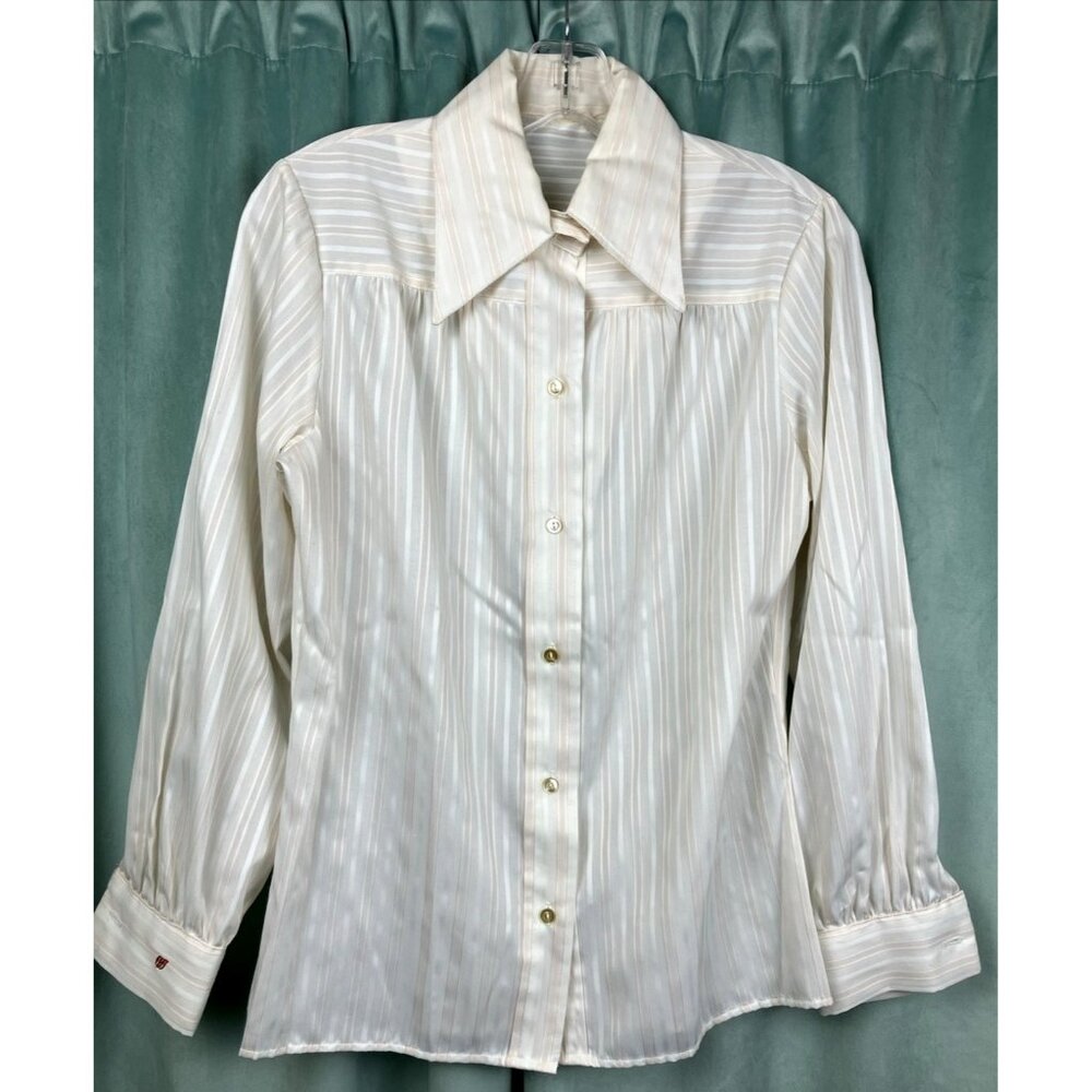 Rare Stan Herman United 70s Striped Peach Blouse Uniform Stewardess Hostess